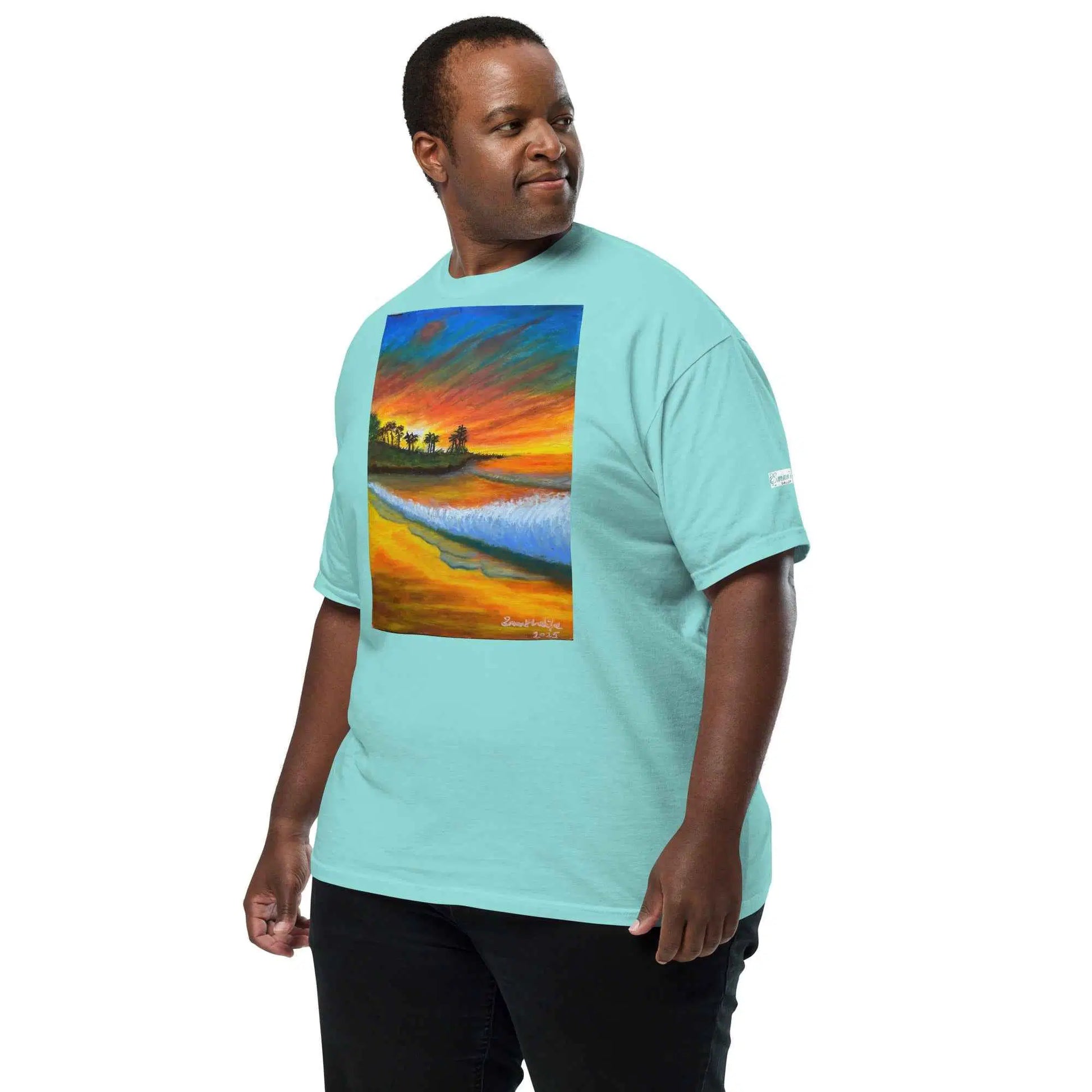 Unisex T-Shirt - Day Blazed - Tropical Sunset Palm Tree Art