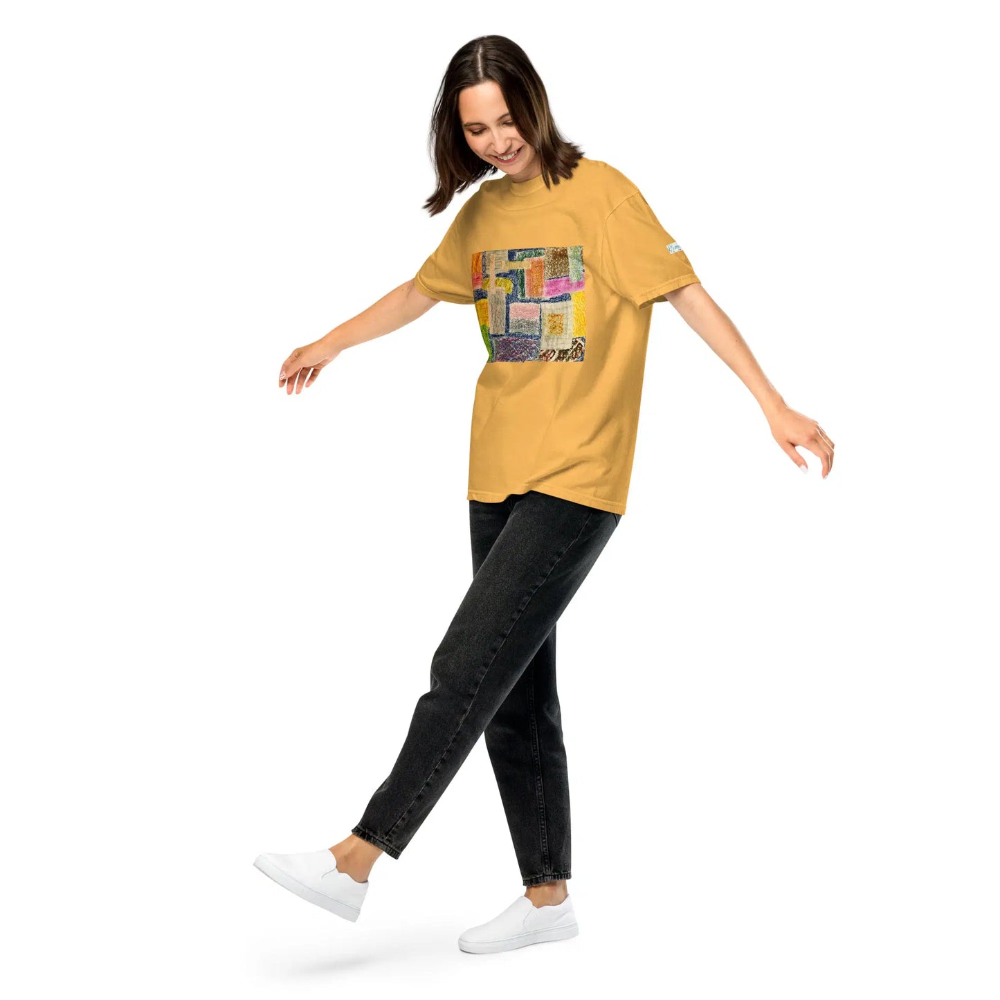Unisex T-Shirt - The Hearth Quilt - Folk Abstract Patchwork - Eman's Gallery