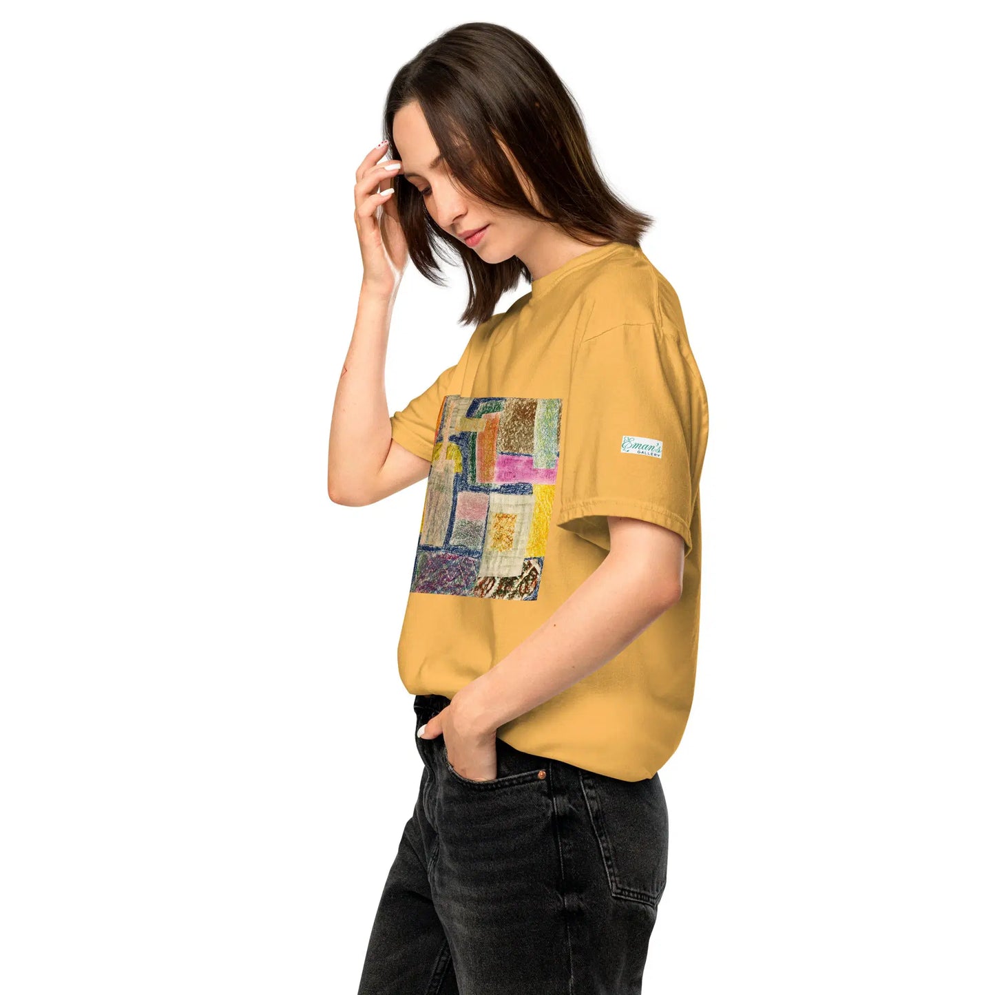 Unisex T-Shirt - The Hearth Quilt - Folk Abstract Patchwork - Eman's Gallery