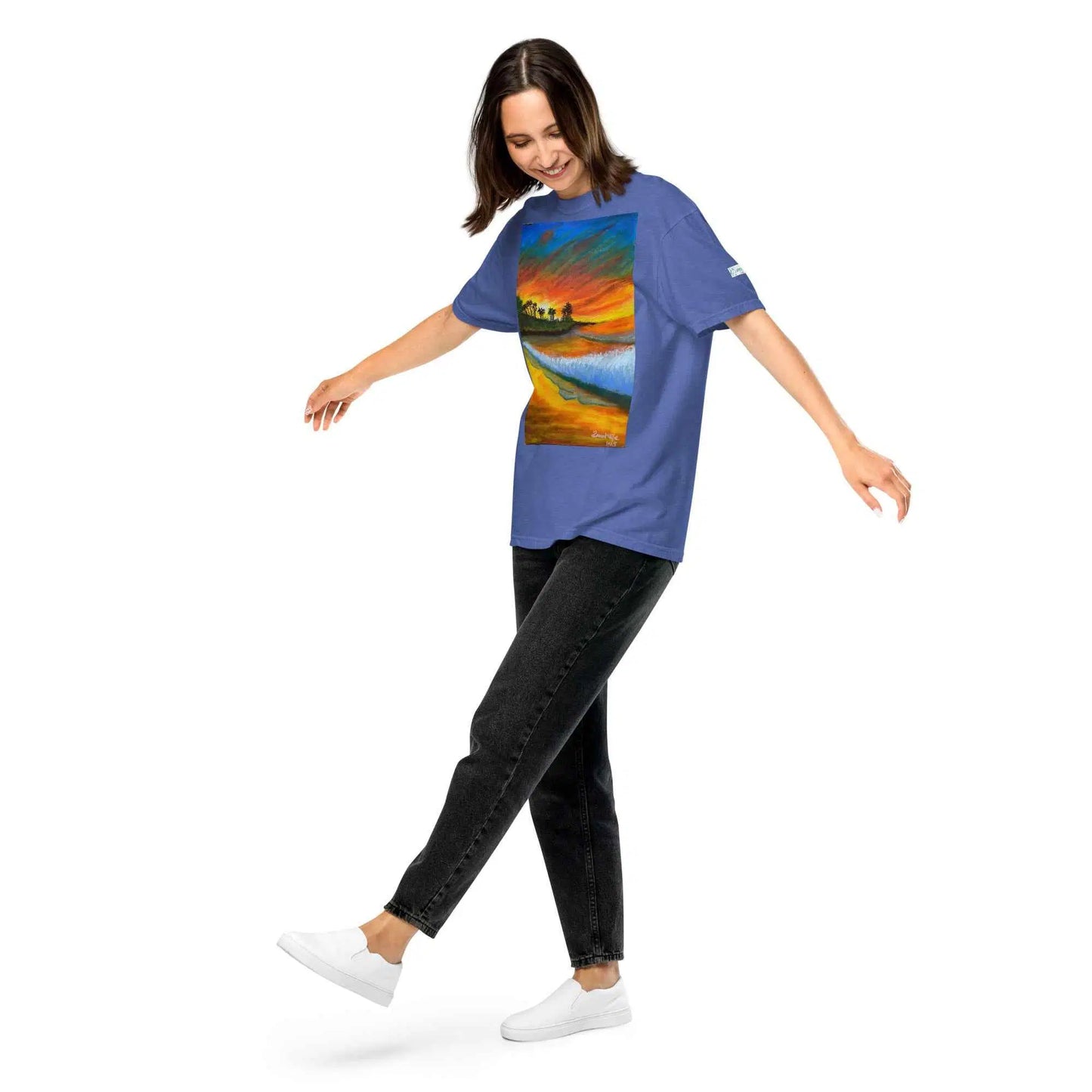 Unisex T-Shirt - Day Blazed - Tropical Sunset Palm Tree Art