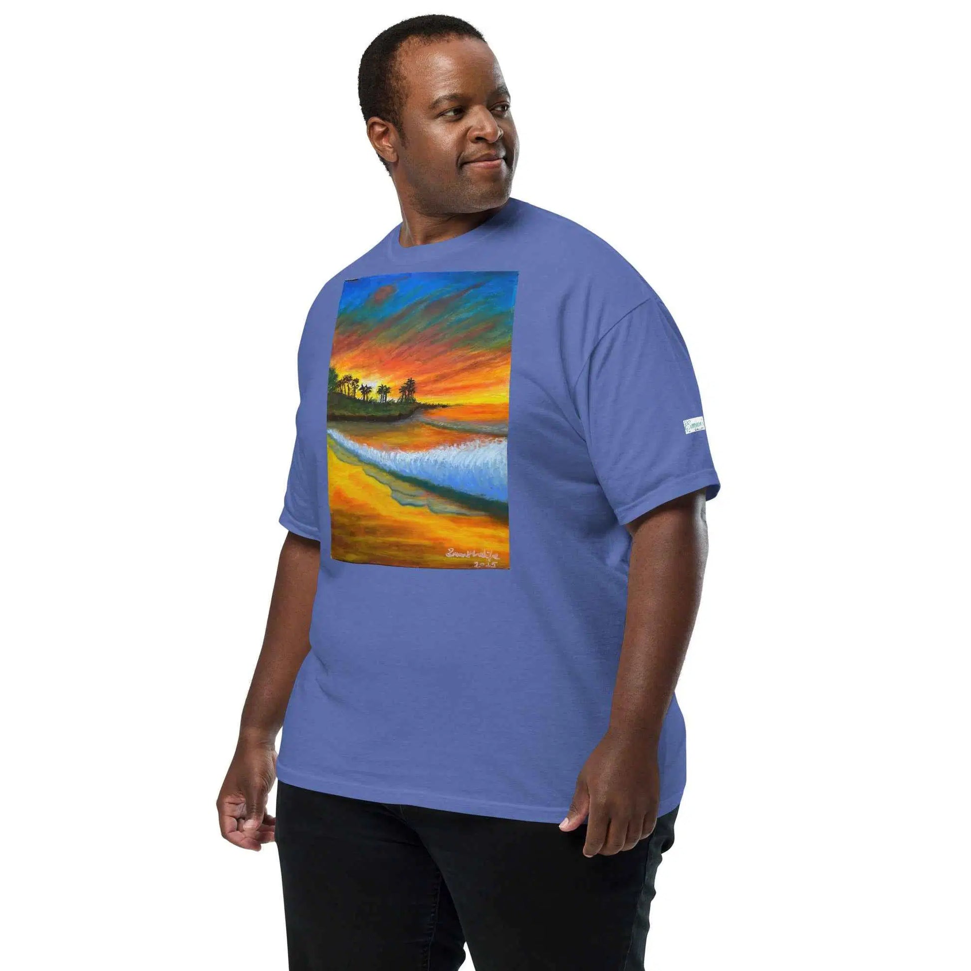Unisex T-Shirt - Day Blazed - Tropical Sunset Palm Tree Art