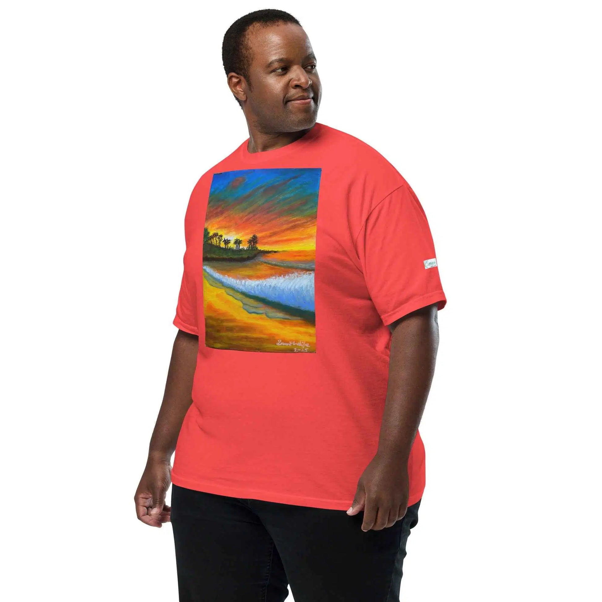 Unisex T-Shirt - Day Blazed - Tropical Sunset Palm Tree Art