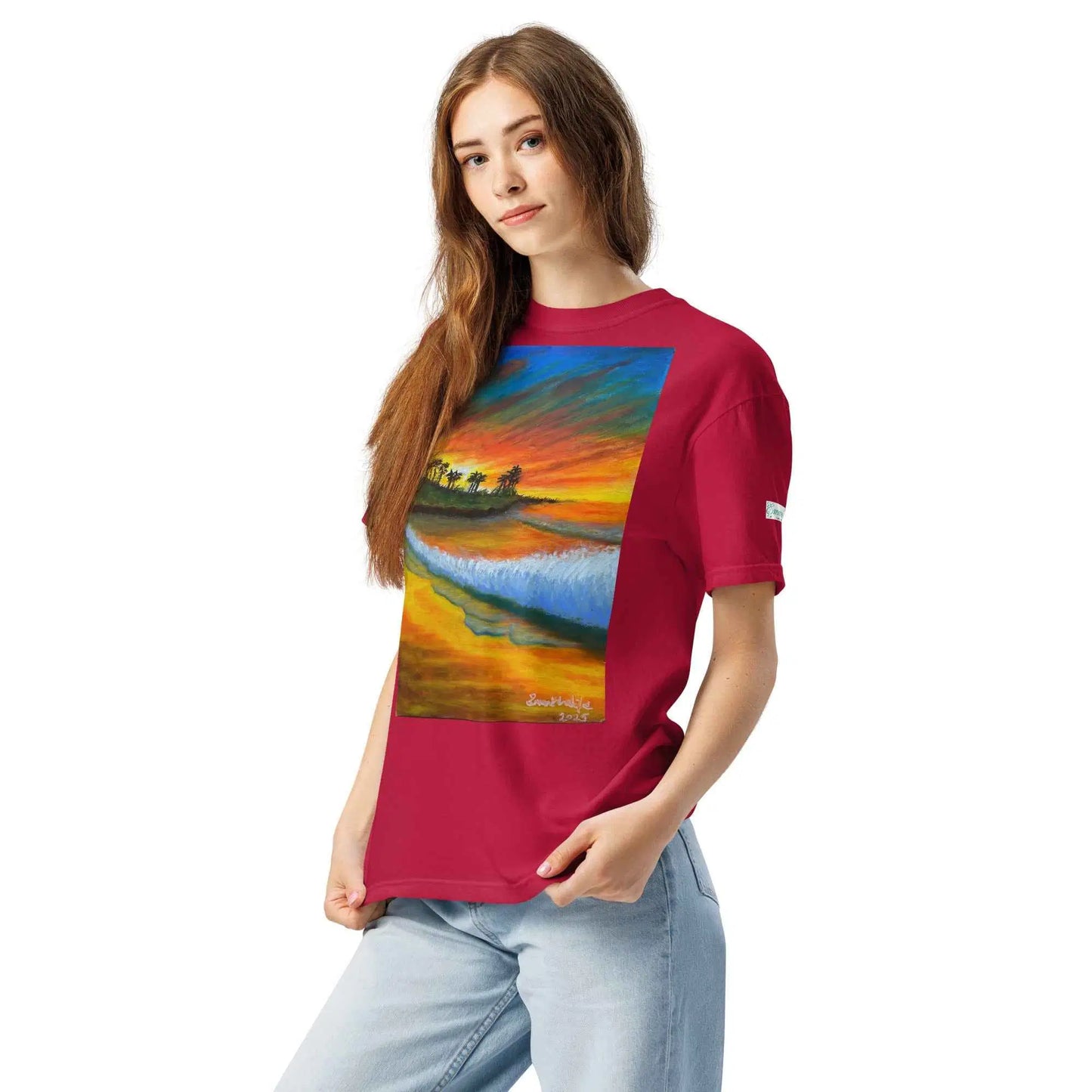 Unisex T-Shirt - Day Blazed - Tropical Sunset Palm Tree Art