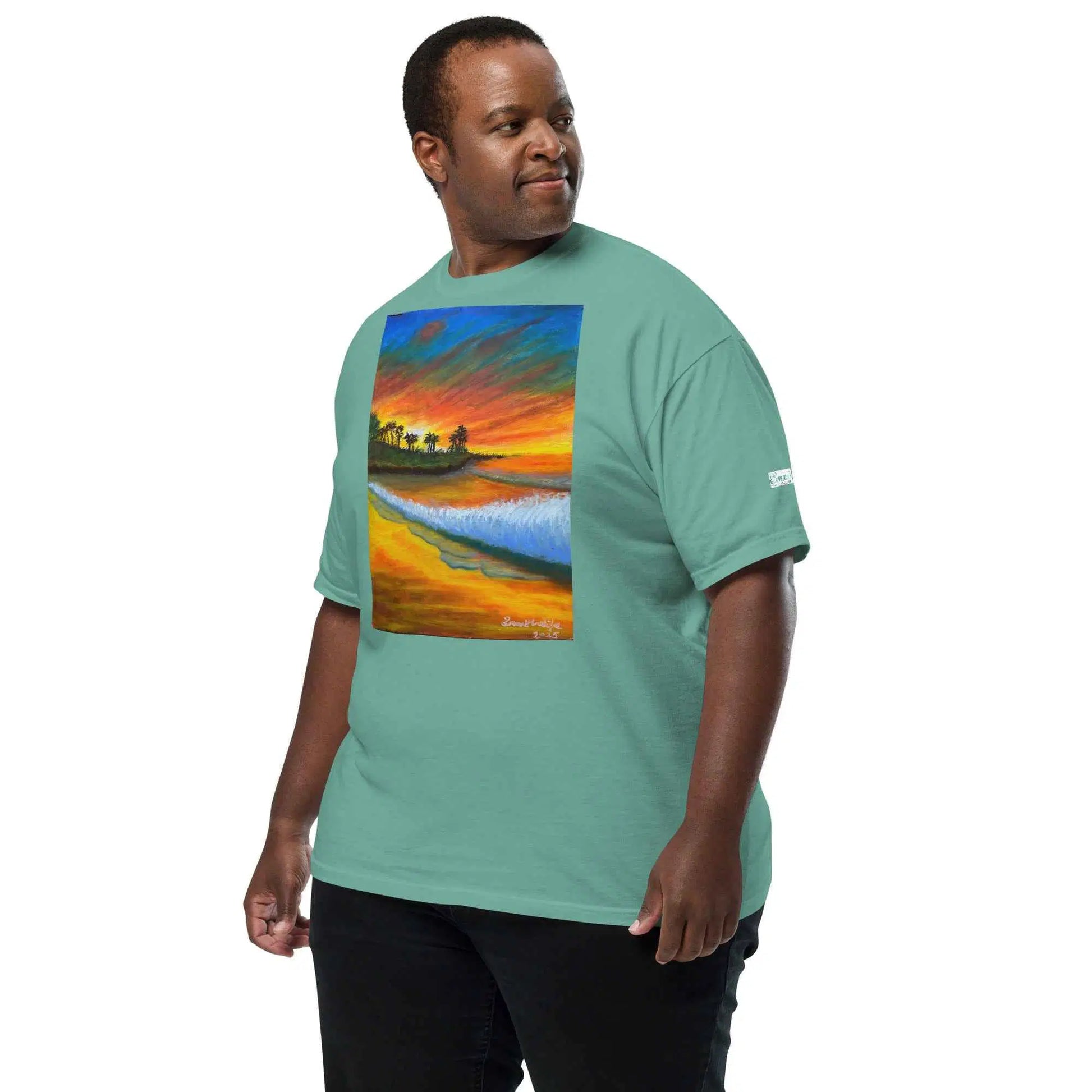 Unisex T-Shirt - Day Blazed - Tropical Sunset Palm Tree Art