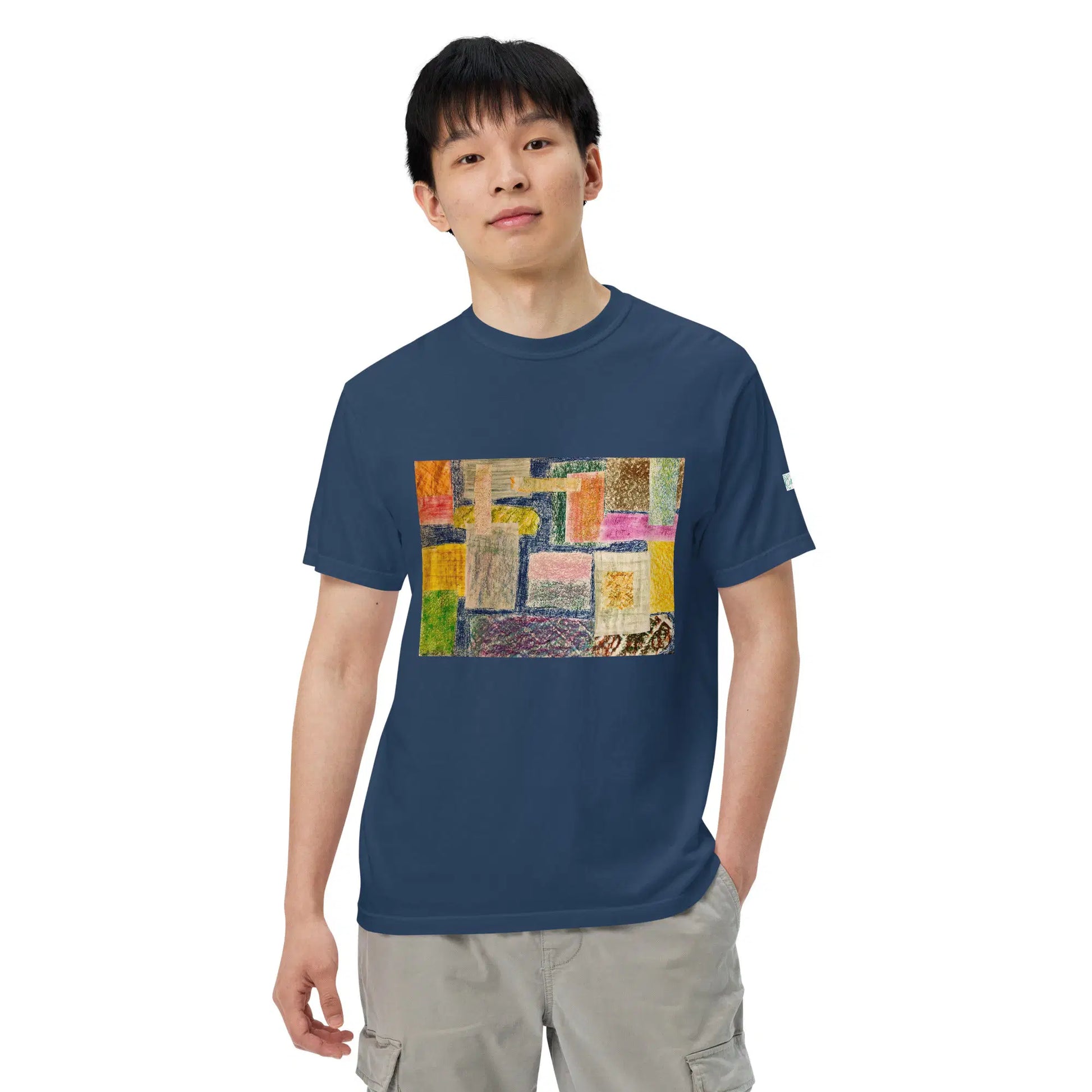 Unisex T-Shirt - The Hearth Quilt - Folk Abstract Patchwork - Eman's Gallery