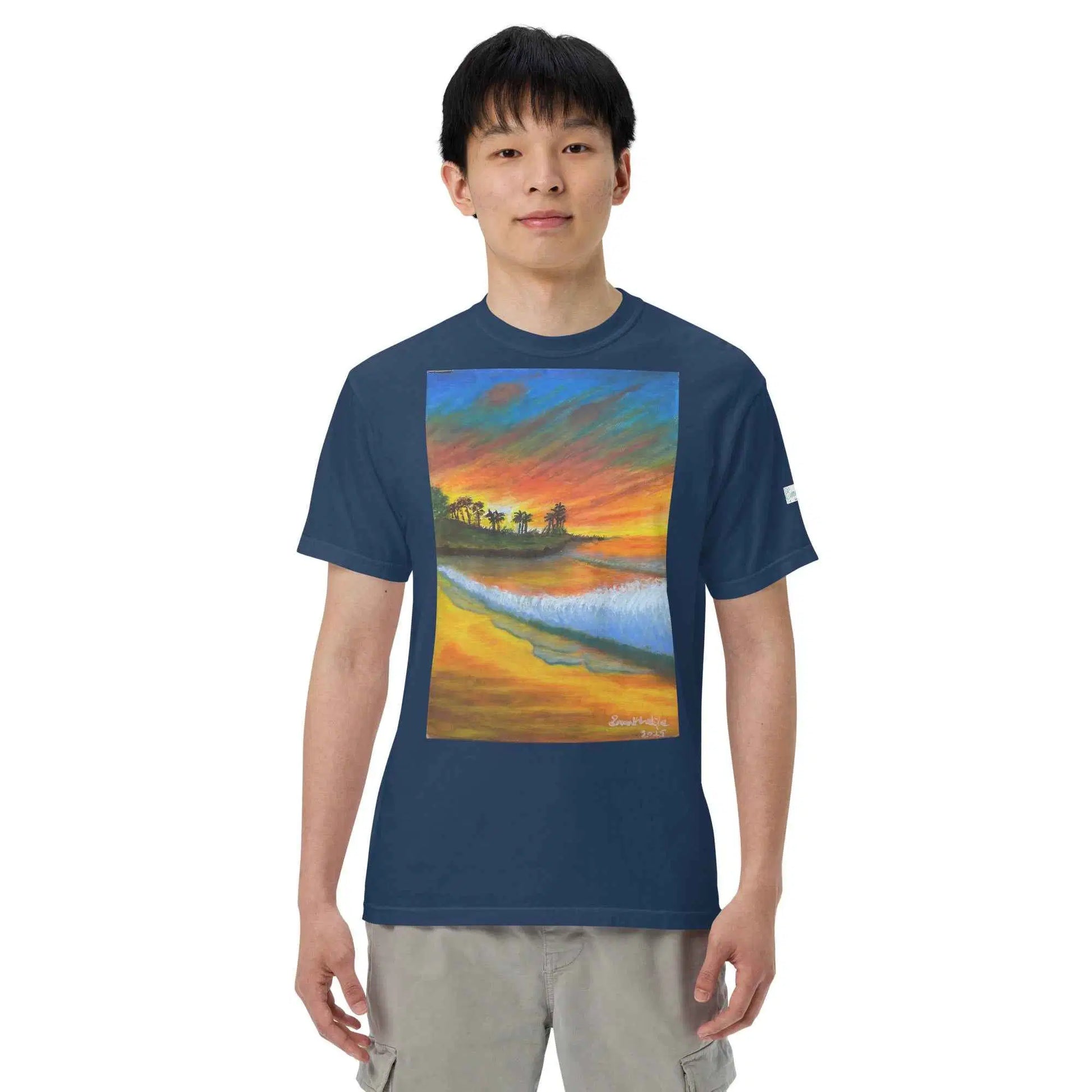 Unisex T-Shirt - Day Blazed - Tropical Sunset Palm Tree Art