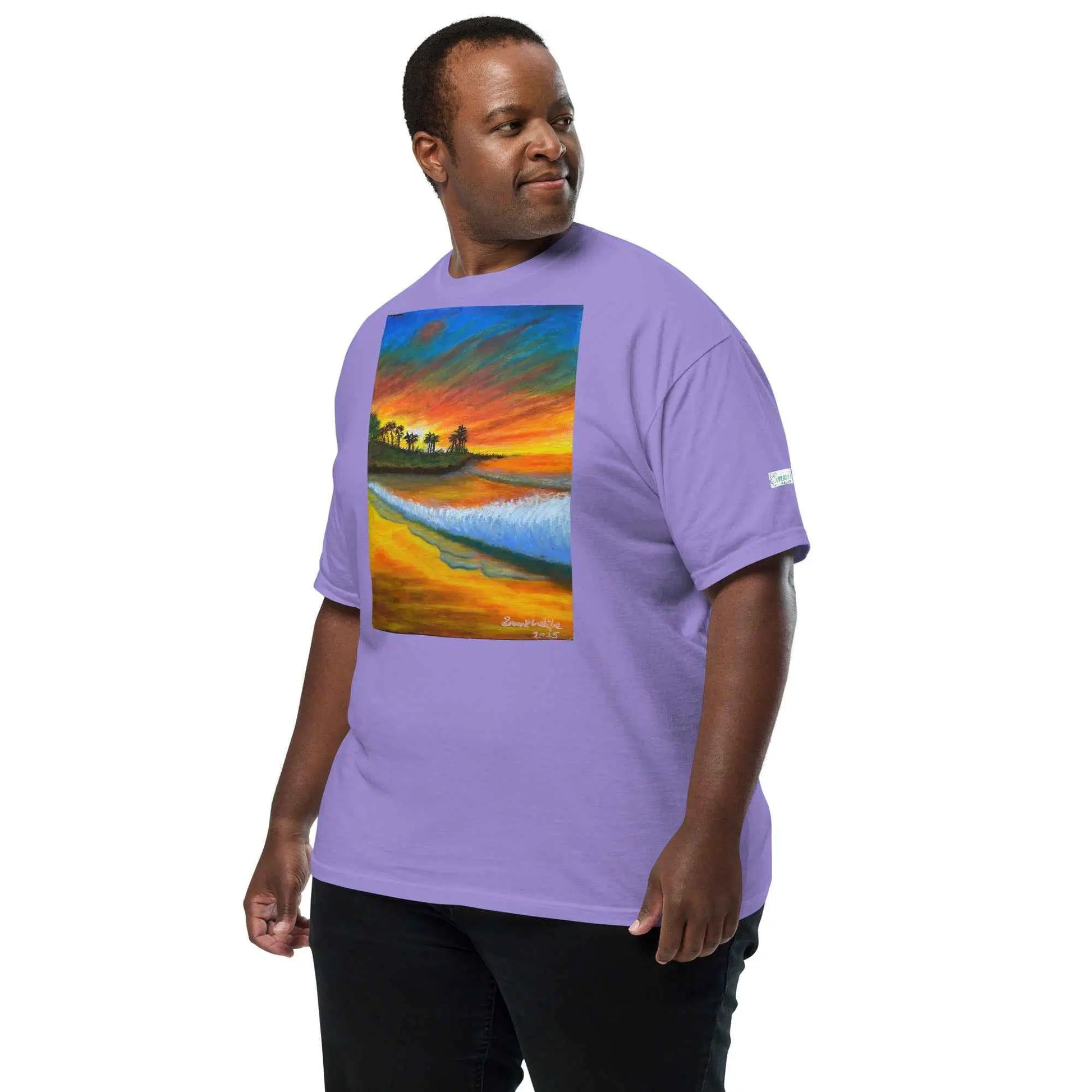 Unisex T-Shirt - Day Blazed - Tropical Sunset Palm Tree Art