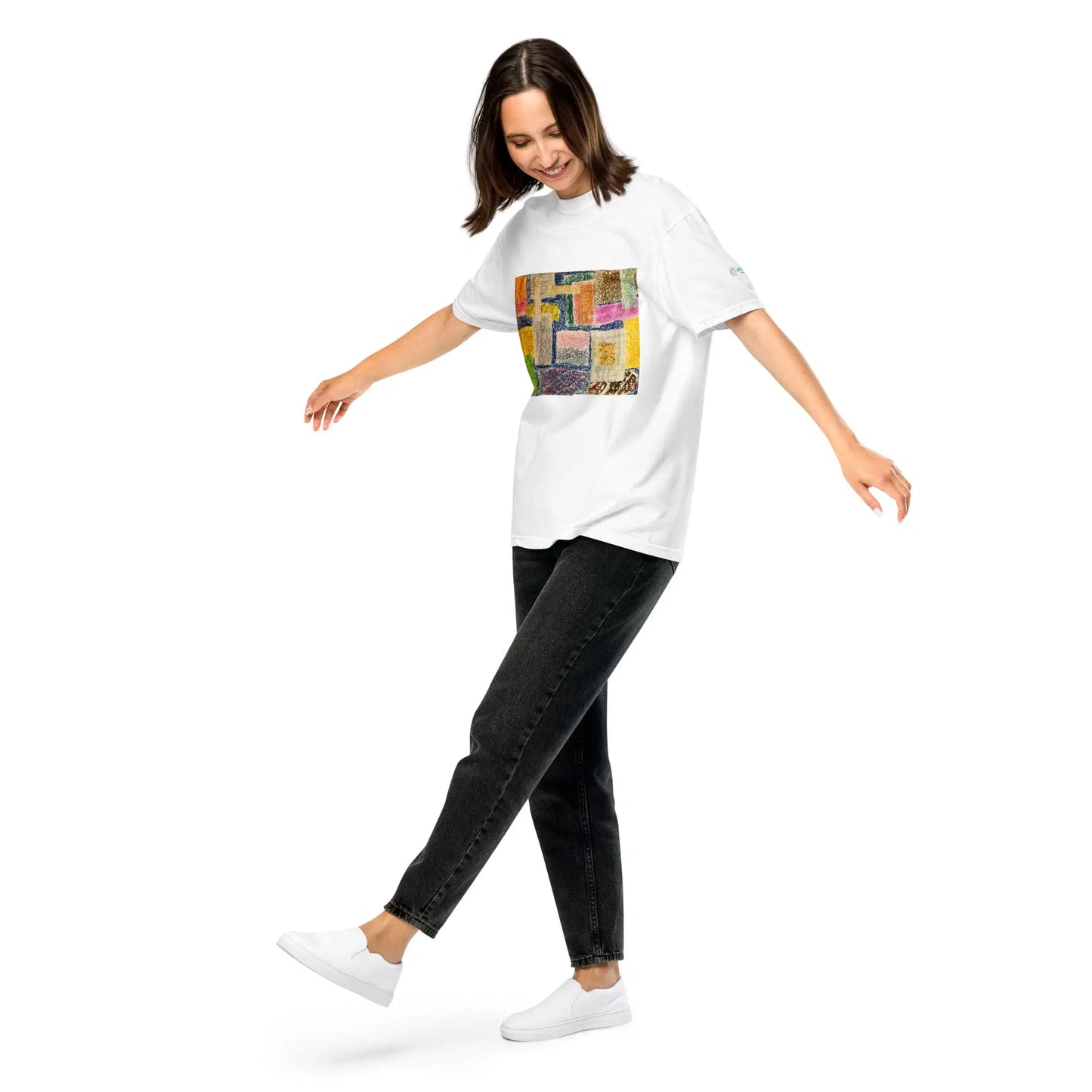 Unisex T-Shirt - The Hearth Quilt - Folk Abstract Patchwork - Eman's Gallery