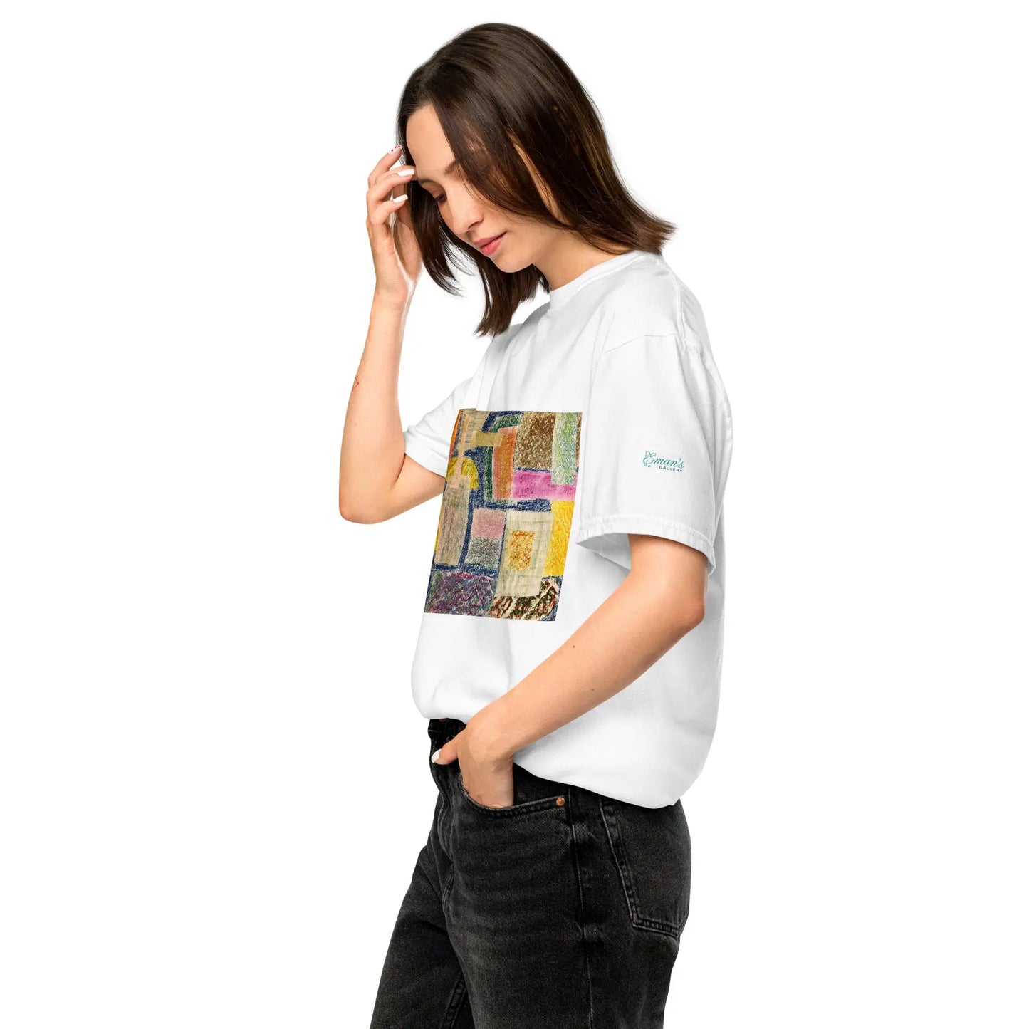 Unisex T-Shirt - The Hearth Quilt - Folk Abstract Patchwork - Eman's Gallery