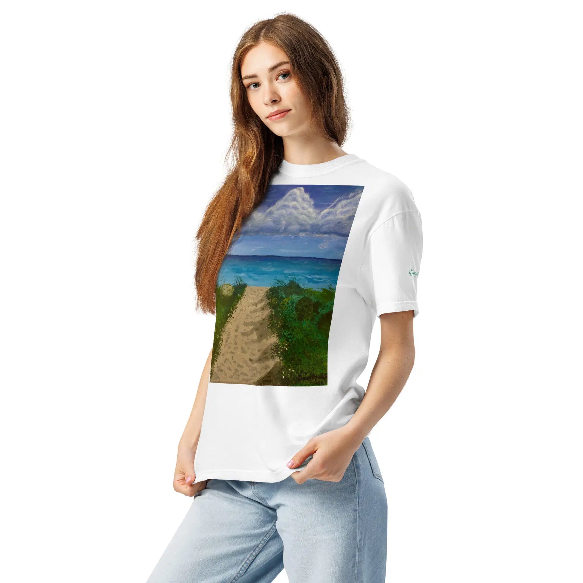 Unisex T-Shirt - Edge of Calm - Coastal Pathway Scene - Eman's Gallery