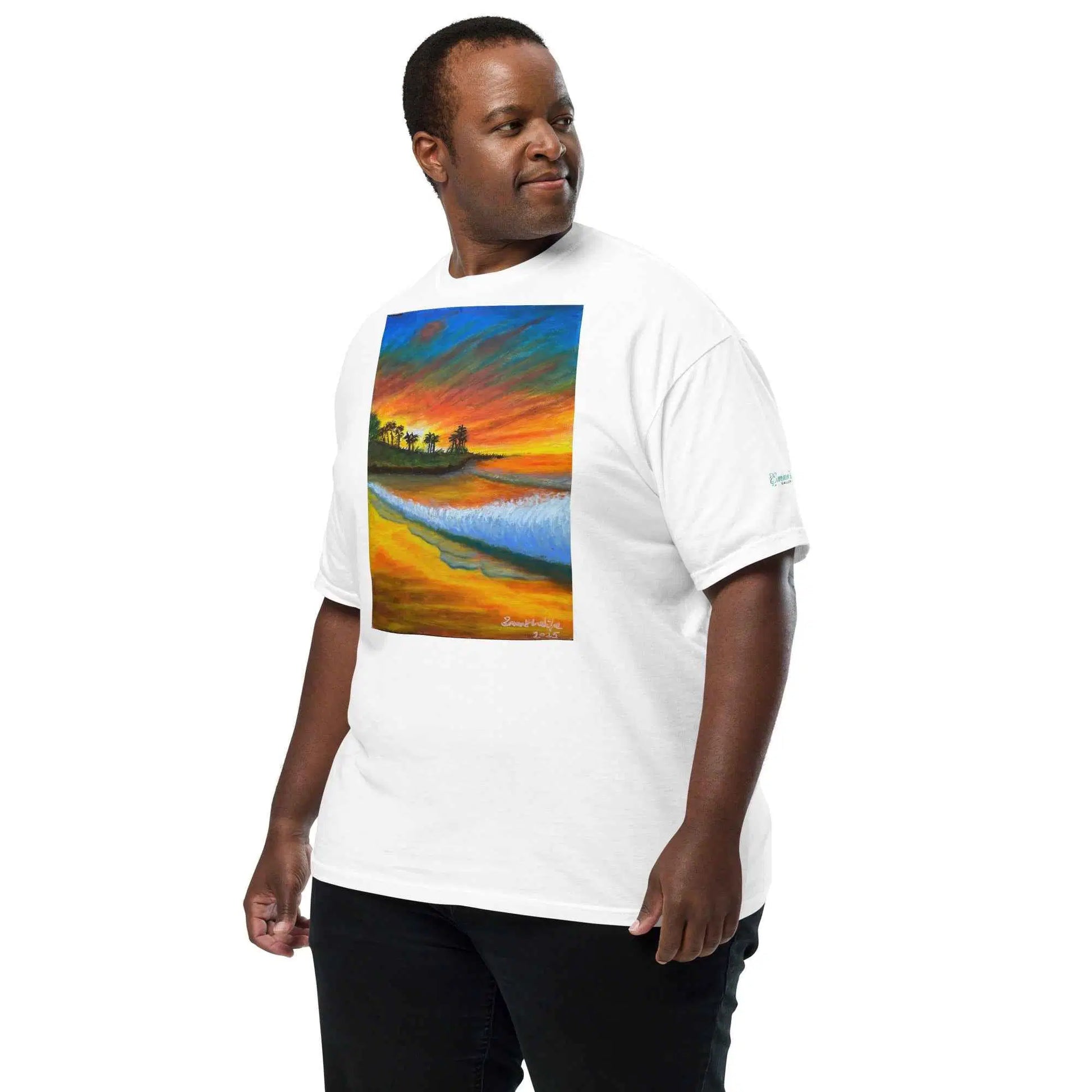 Unisex T-Shirt - Day Blazed - Tropical Sunset Palm Tree Art