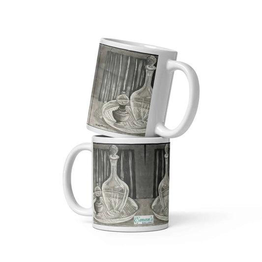 Coffee Mug - Crystal Memory - Still Life Monochrome Drawing