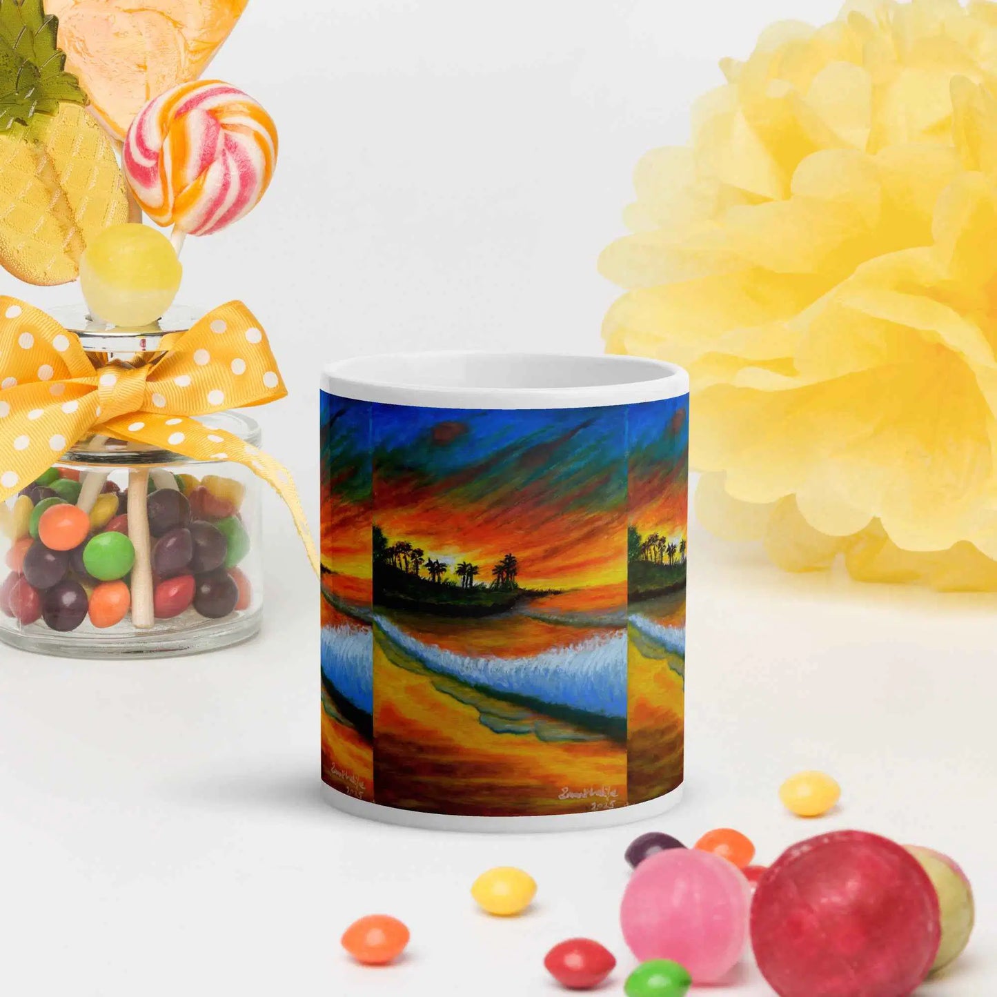 Coffee Mug - Day Blazed - Tropical Sunset Palm Tree Art