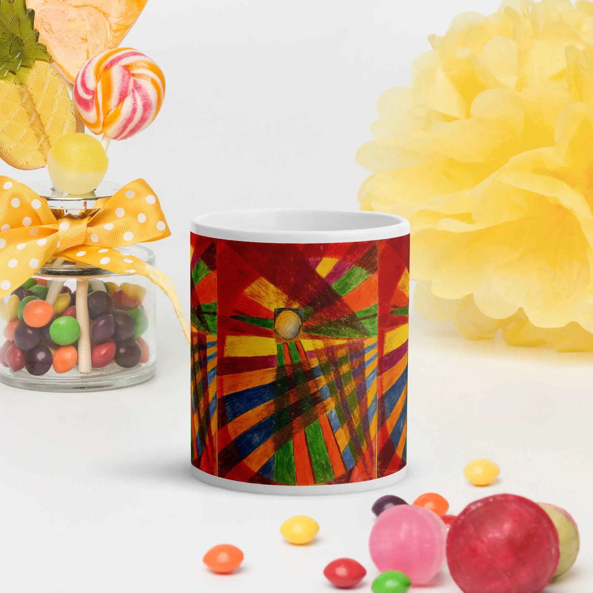 Coffee Mug - Solar Burst - Colourful Geometric Abstract