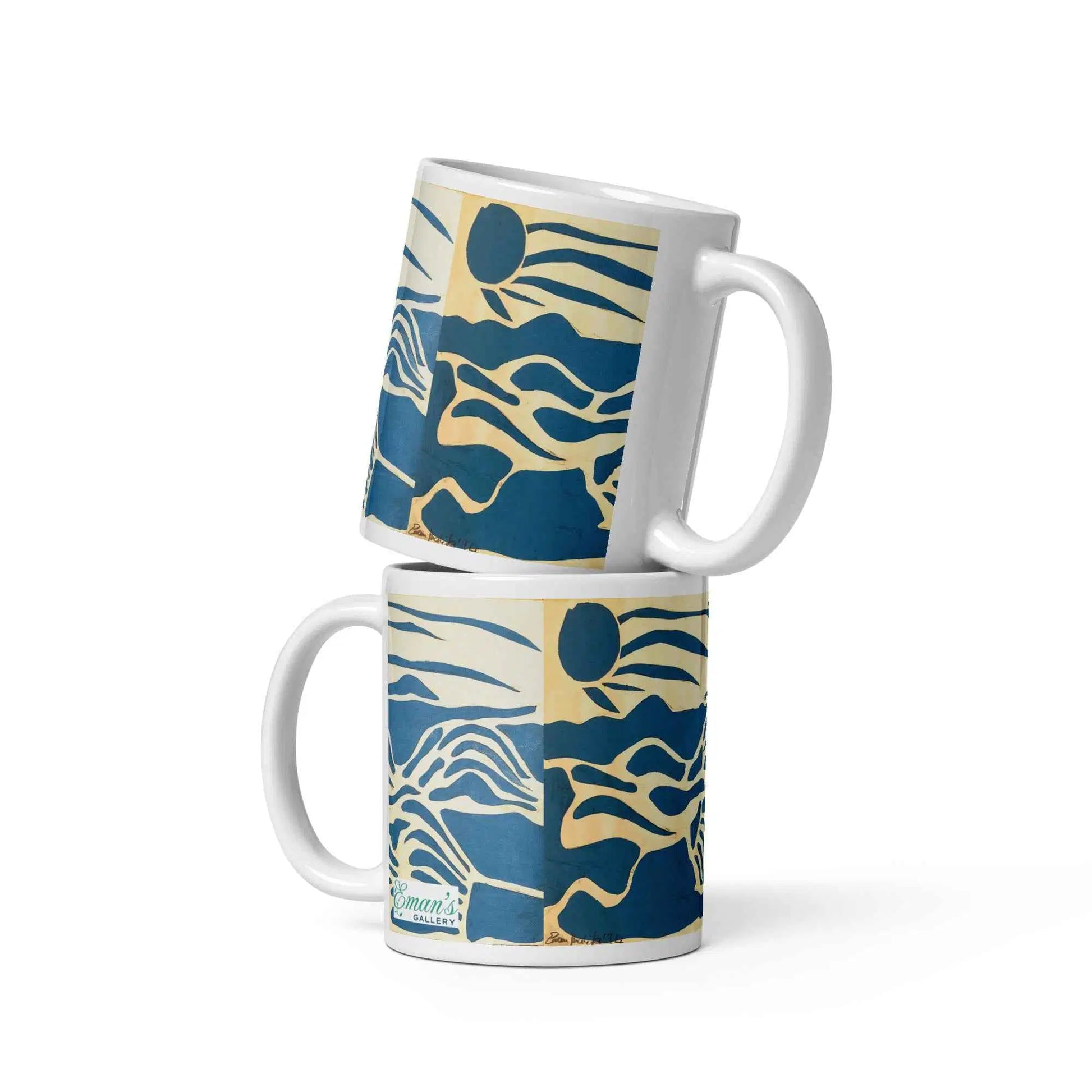 Coffee Mug - Blue Airwaves - Minimalist Abstract Ocean