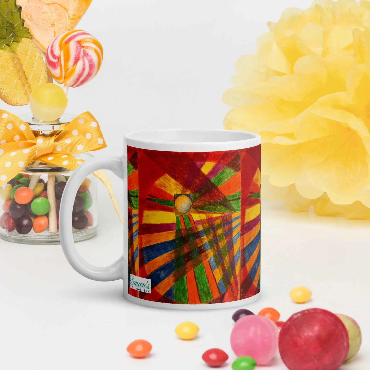 Coffee Mug - Solar Burst - Colourful Geometric Abstract