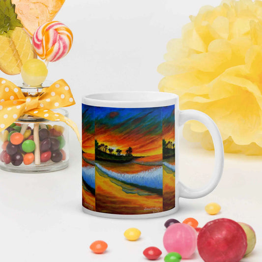 Coffee Mug - Day Blazed - Tropical Sunset Palm Tree Art