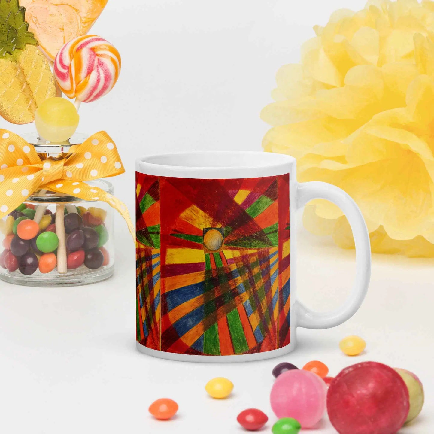 Coffee Mug - Solar Burst - Colourful Geometric Abstract
