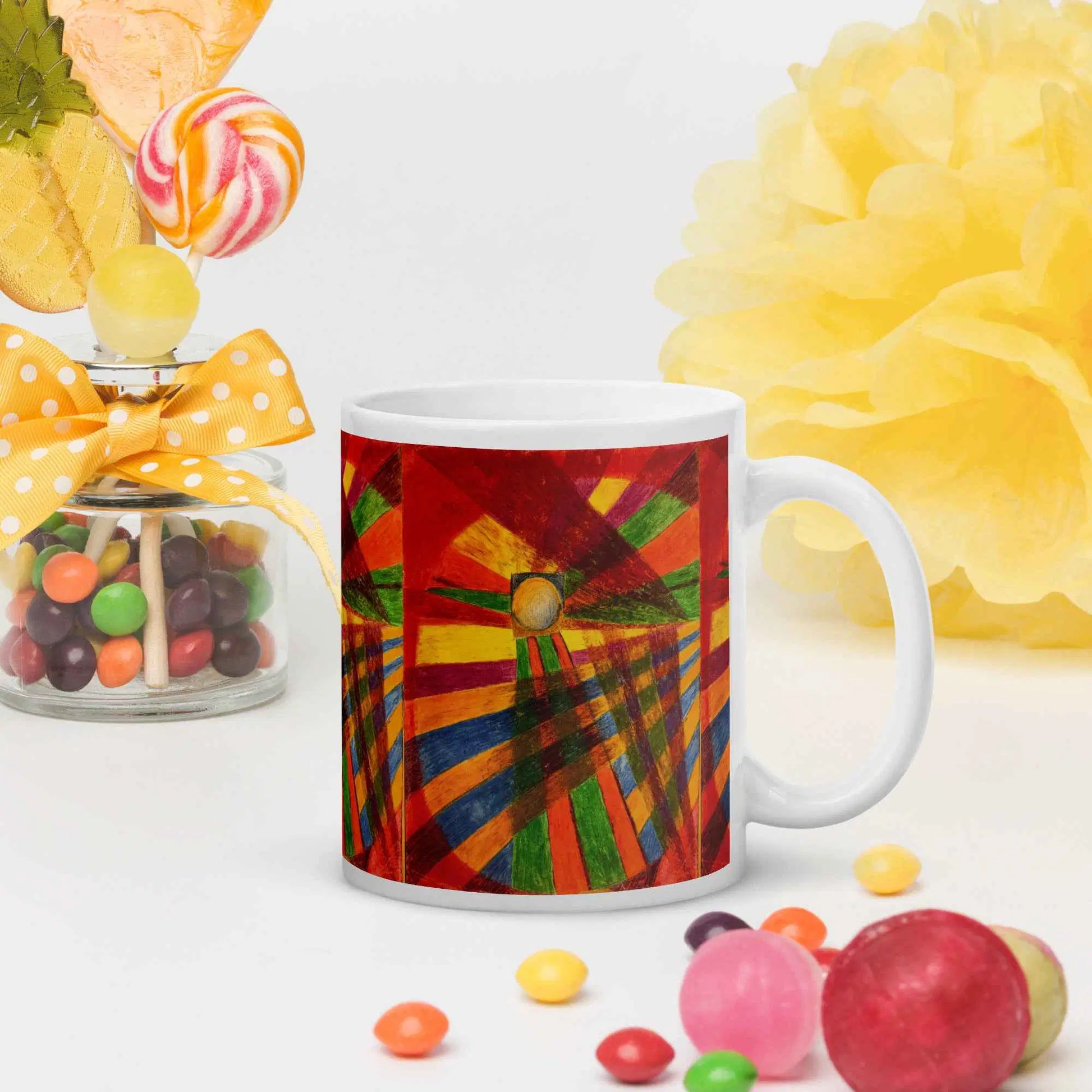 Coffee Mug - Solar Burst - Colourful Geometric Abstract