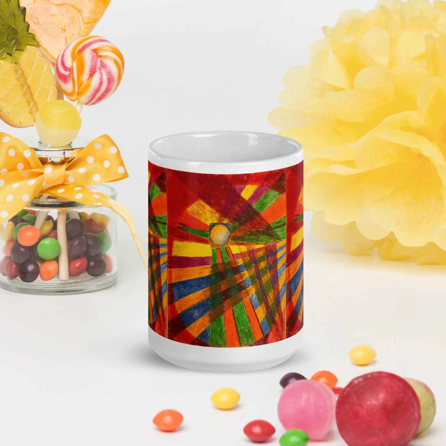 Coffee Mug - Solar Burst - Colourful Geometric Abstract