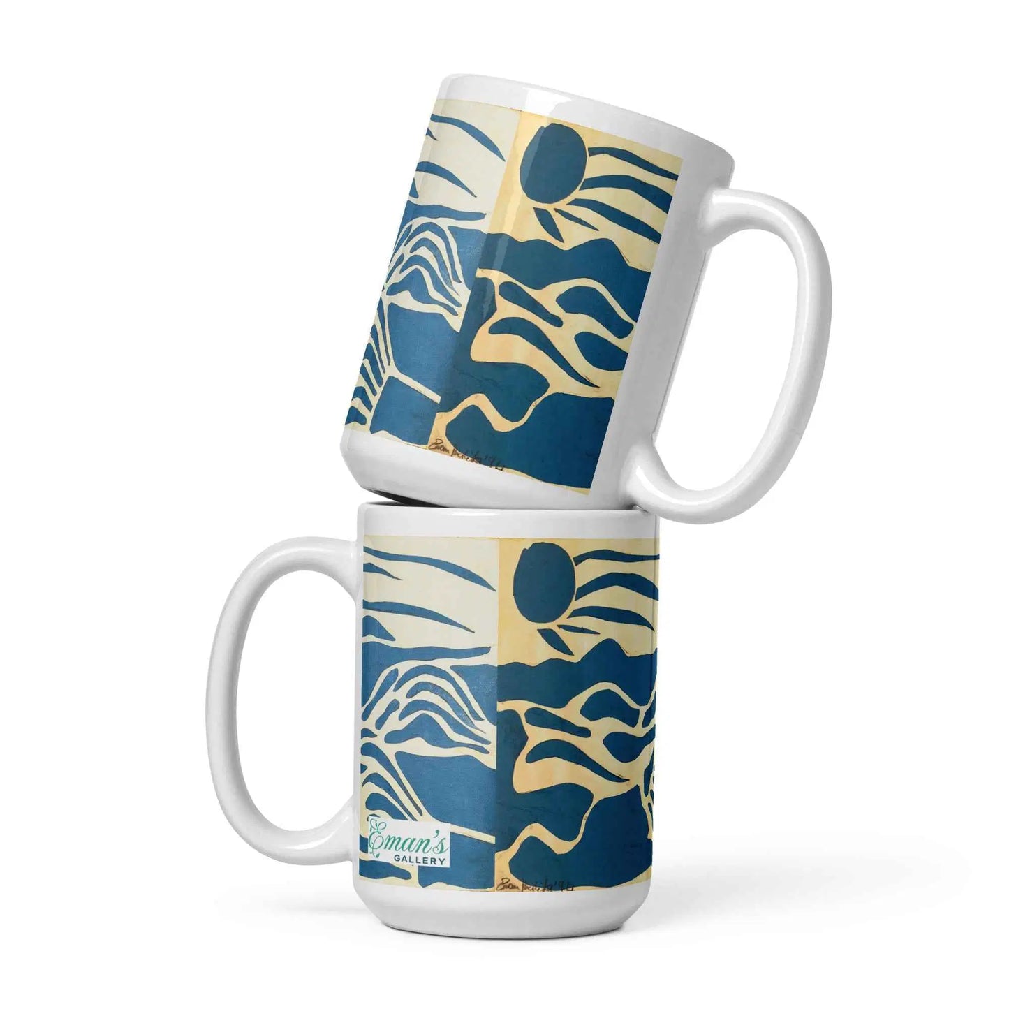 Coffee Mug - Blue Airwaves - Minimalist Abstract Ocean