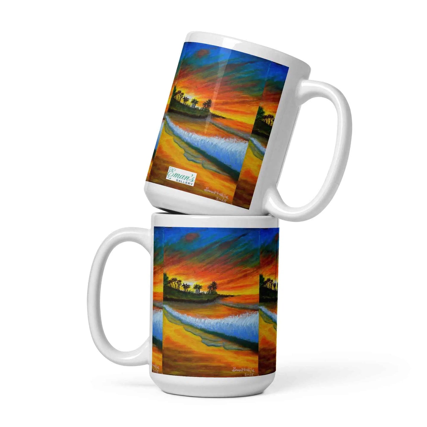 Coffee Mug - Day Blazed - Tropical Sunset Palm Tree Art