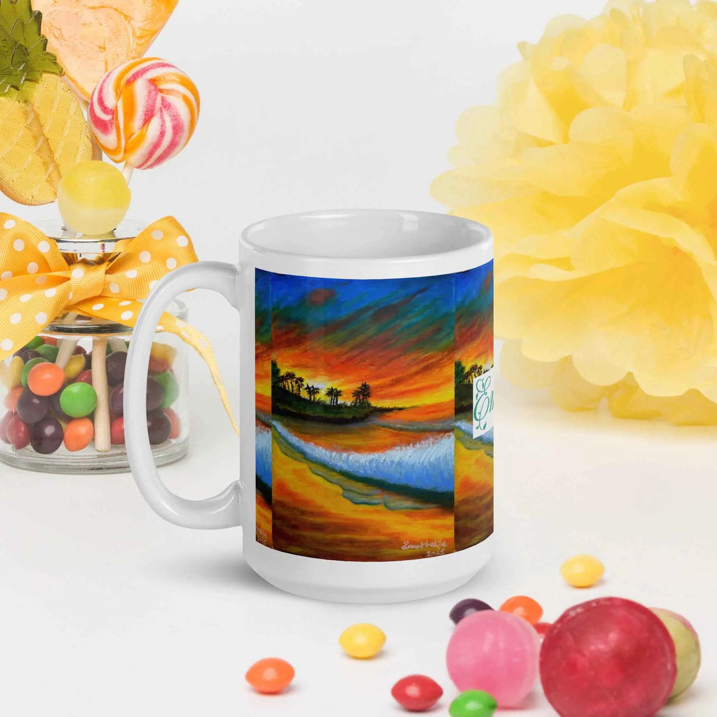 Coffee Mug - Day Blazed - Tropical Sunset Palm Tree Art