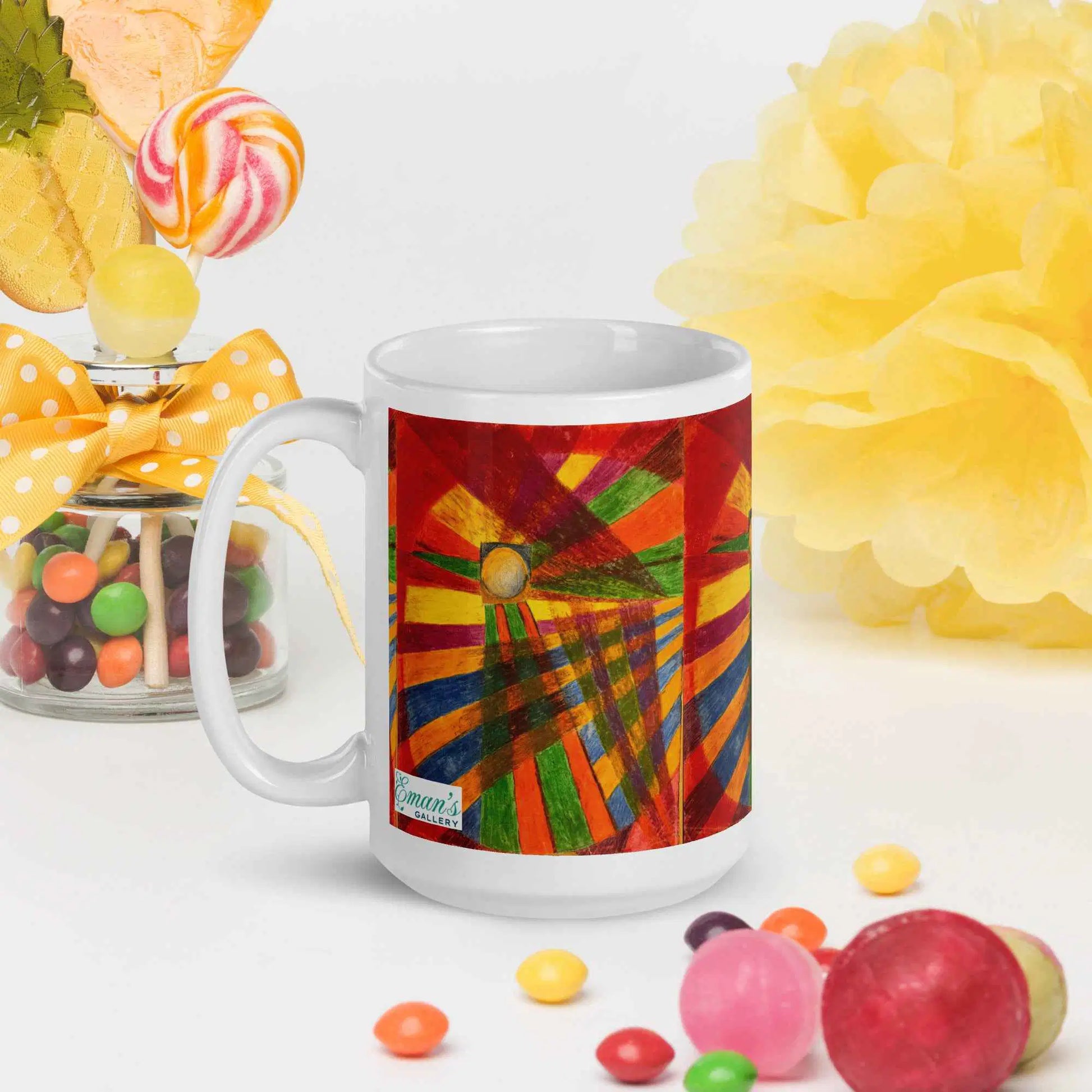 Coffee Mug - Solar Burst - Colourful Geometric Abstract