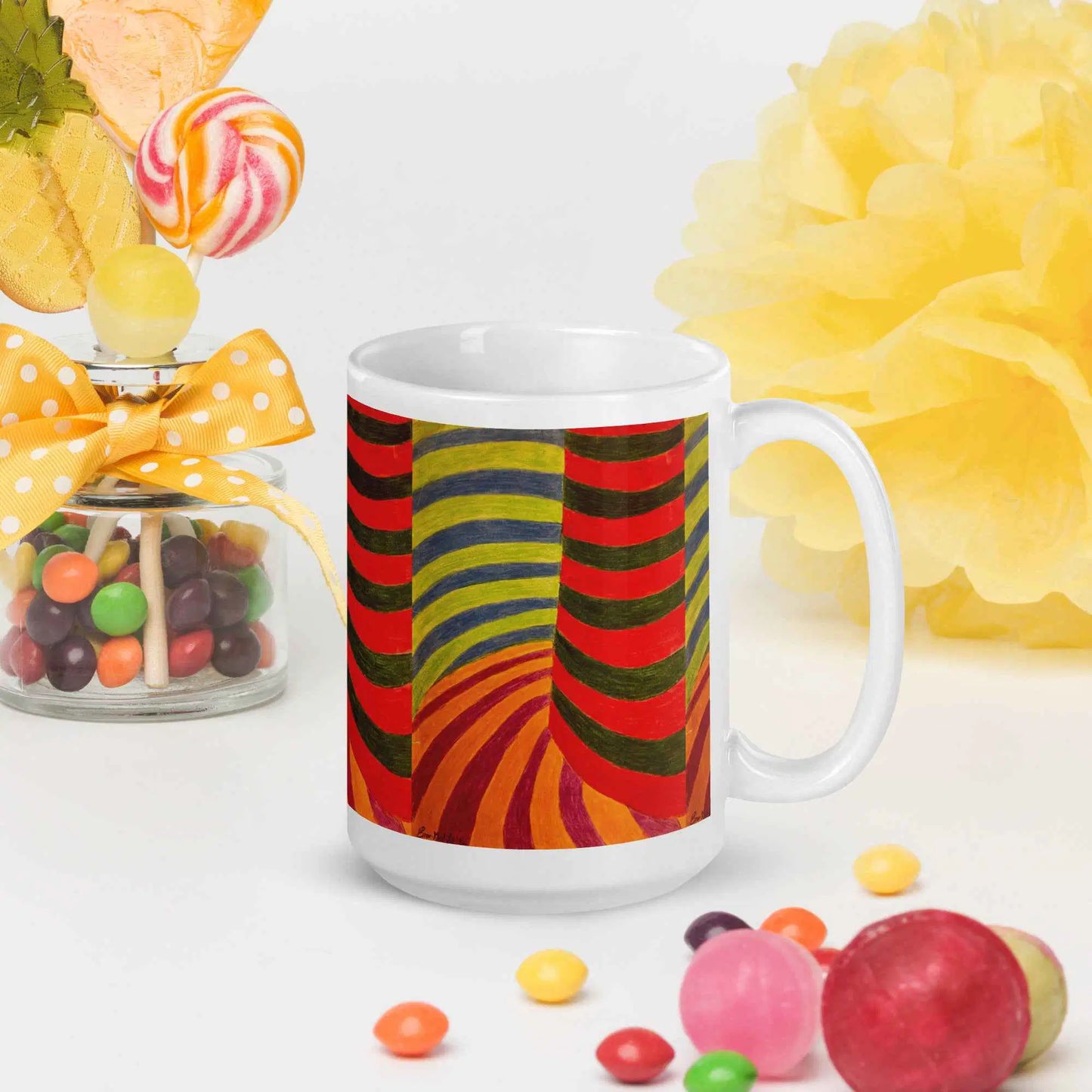 Coffee Mug - No Brake Zone - Op Art Geometric Motion