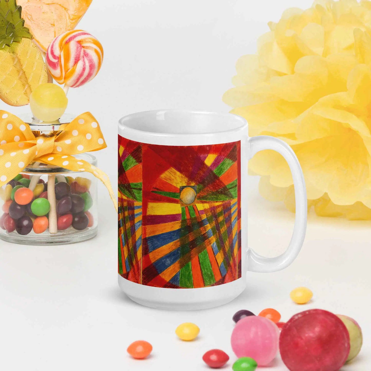 Coffee Mug - Solar Burst - Colourful Geometric Abstract
