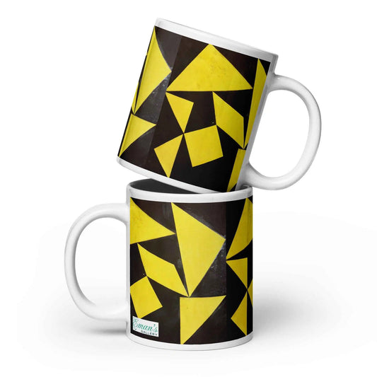 Coffee Mug - Golden Fracture - Geometric Minimalist