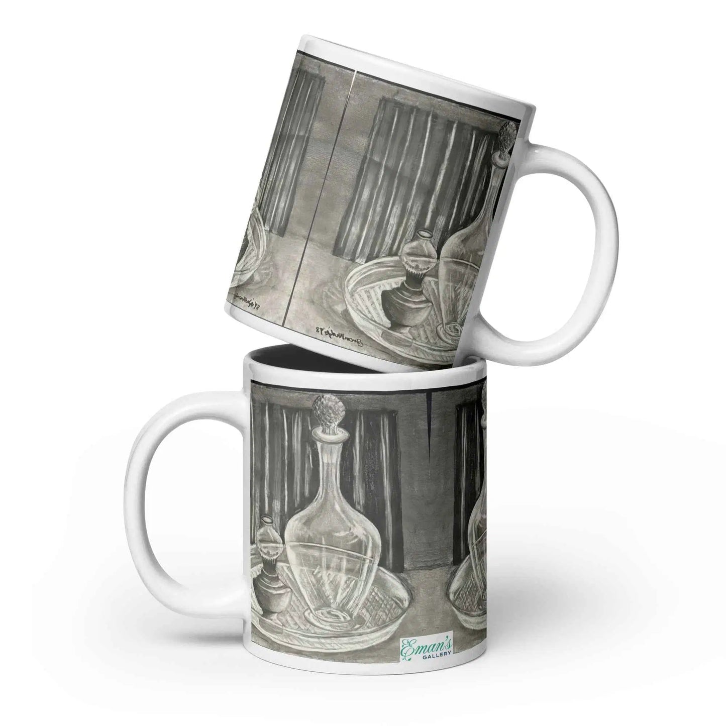 Coffee Mug - Crystal Memory - Still Life Monochrome Drawing