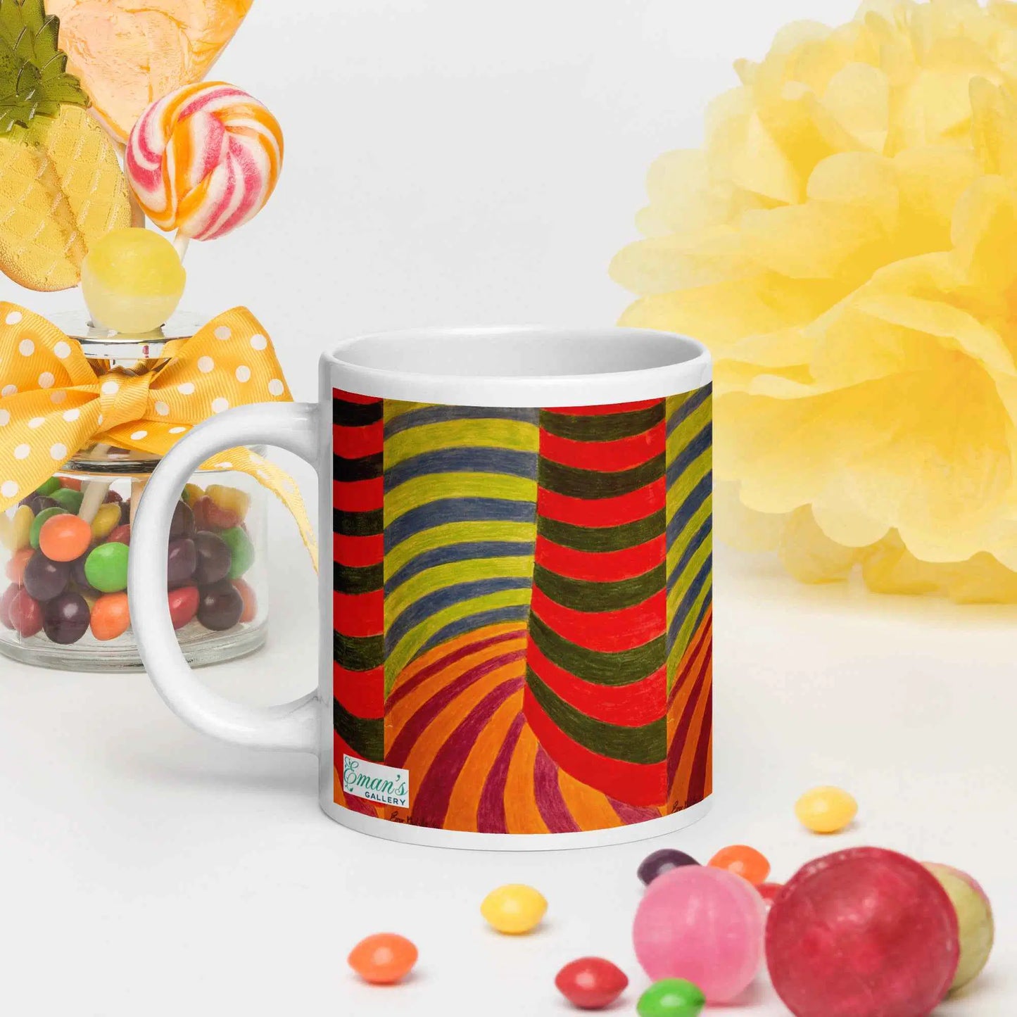 Coffee Mug - No Brake Zone - Op Art Geometric Motion
