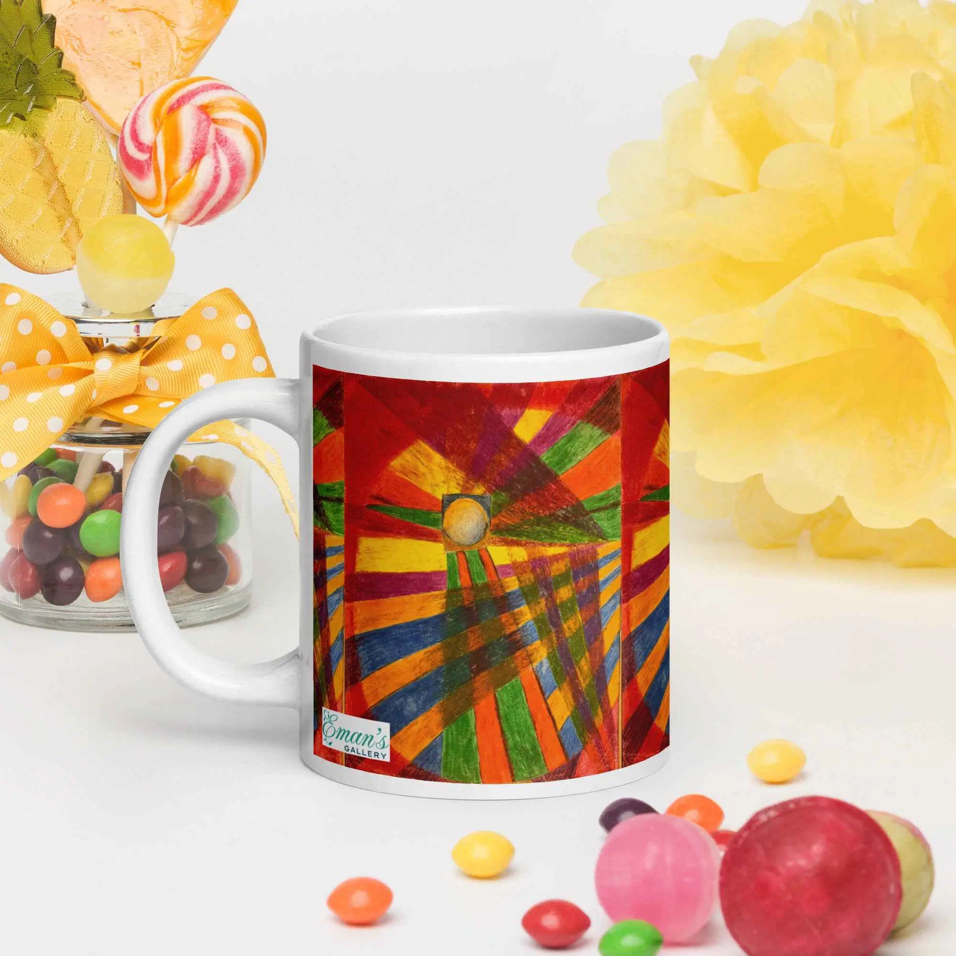 Coffee Mug - Solar Burst - Colourful Geometric Abstract