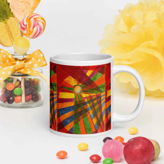 Coffee Mug - Solar Burst - Colourful Geometric Abstract